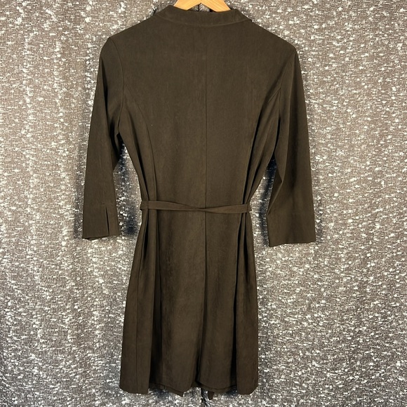 Annex Tara Shirt Button Up Dress‎ Velvet Feel Brown with Waist Tie Size 6 Petite - Picture 9 of 9